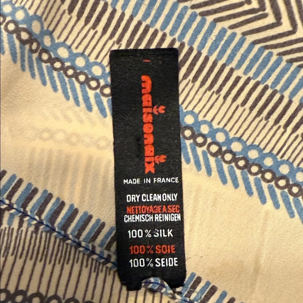 Geoffrey Beene Bazaar Silk Scarf Blue Beige Grey Geometric Square 25” - Picture 2 of 5